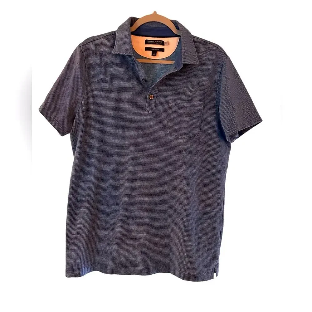 Banana Republic Mens Performance Pique Polo Standard Fit Navy, size M